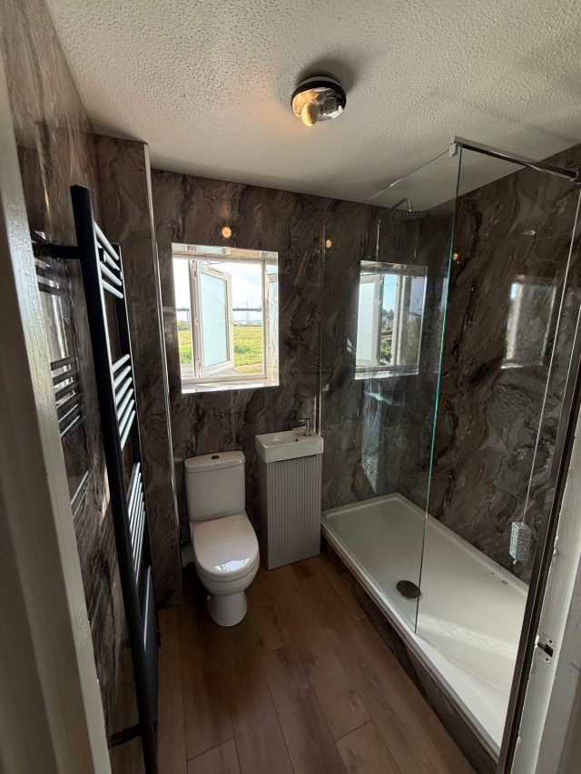 Completed walk-in shower bathroom renovation in Pill North Somerset