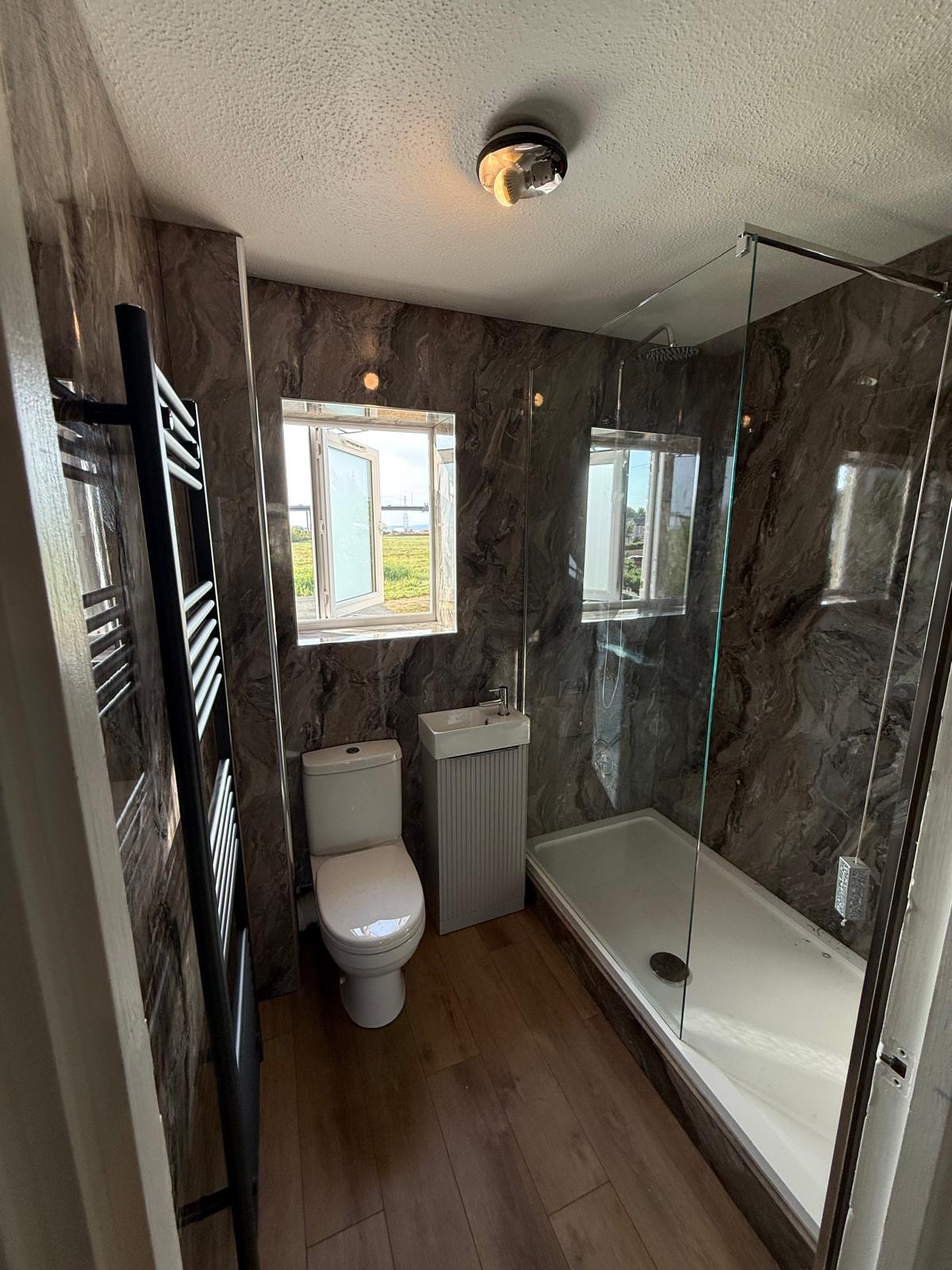 Completed walk-in shower bathroom renovation in Pill North Somerset